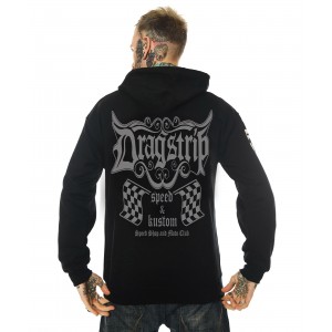 Dragstrip Clothing Mens Speed Shop Racing Flags Hooded Top